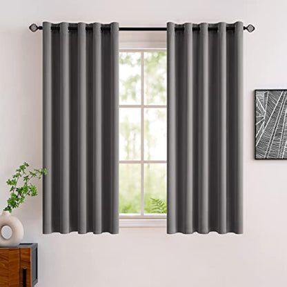 MIULEE Grey Blackout Curtains for Living Room 2 Panel Set, Premium Eyelet Curtains for Bedroom, Thermal Insulated Window Curtain Drapes, Black Out Curtain 54 Drop, Each Panel 66 x 54 Inches