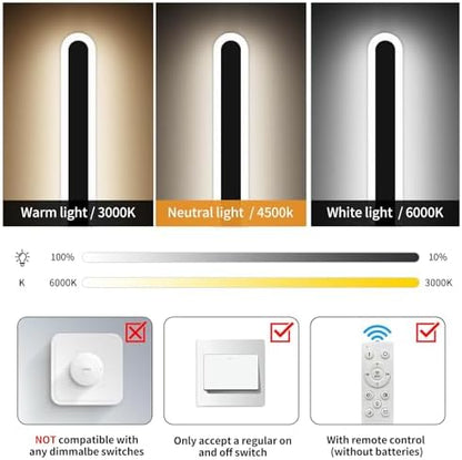 Mikeru 120CM Dimmable Modern Wall Light, Outdoor Long Fence Lamp Acrylic Wall Light 3000k/4500k/6000k Wall Mounted Sconce with Remote Control (Without Battery) for Indoor, Staircase