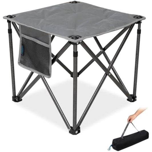 FUNDANGO Oversized Camping Stool with cushion, 18.1 Inch footstool 400 Lbs Heavy Duty Padded Collapsible folding stool Portable Foldable seat for Outdoor Garden Fishing Hiking with Carry Bag (Grey)