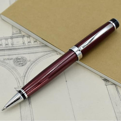 Xezo Incognito Twist Action Ballpoint Pen, Medium Point. Burgundy Red Lacquer with Pure Platinum Plating. Handcrafted, Limited Edition, Serialized