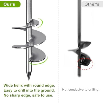 Dolibest Tent Peg Heavy Duty, 76cm Ground Anchor Screw Trampoline Stake Metal Earth Sand Spiral Wind Storm Spike for Swing/Camping/Shed/Dog/Carport/Canopy with Fixed Eyelet, 2 Pack