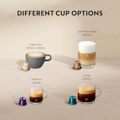 Nespresso Citiz Coffee Machine with Aeroccino Milk Frother by De'Longhi for Original Coffee Pods, Latte, Cappuccino, Espresso, Starter Capsule Set Included, ENV267.BAE, Black