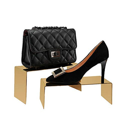 U/ Gold Stainless Steel Handbag Shoe Display Stand Racks 2PCS/SET/PACK