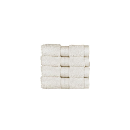Christy Renaissance 4 Face Cloths Set | Parchment Off-White | 100% Egyptian Cotton | Luxuriously Soft and Super Absorbent | 675 GSM