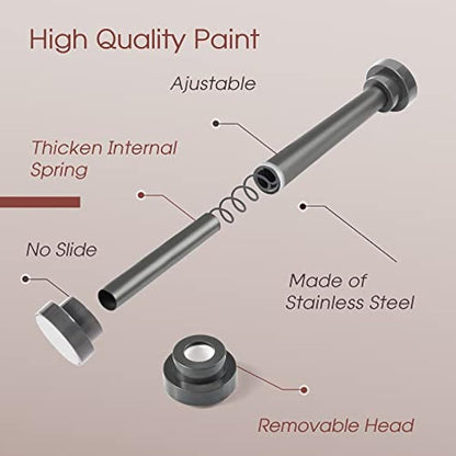 Stainless Steel Extendable Shower Curtain Pole 105-175cm Tension Rods for Curtain Telescopic Curtain Poles No Drilling Adjustable Shower Curtain Rail for Kitchen Closet Bathroom Window, Dark Grey