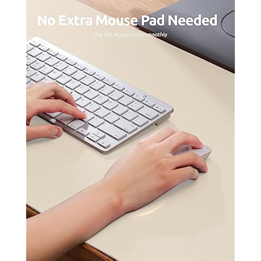 YSAGi Leather Desk Mat, Large Mouse Mat, Non-Slip Desk Pad, Waterproof PU Leather Table Protector Writing Pad for Office and Home (60 x 35 cm, Beige)