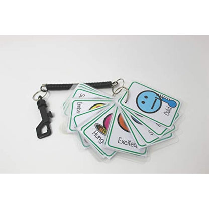 Feelings and Emotions Flash Card Pack - Special Needs Autism Cue Card & Bungee Set for carers schools senco