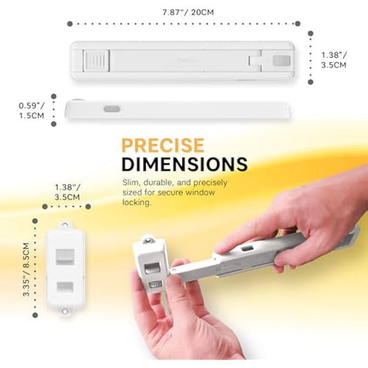 BeeGo® Window Restrictors, Child & Pet Safety Locks, Self-Adhesive, No Tools, Fits UPVC & Most Windows, Restricts Window Opening, White, 1 Pc