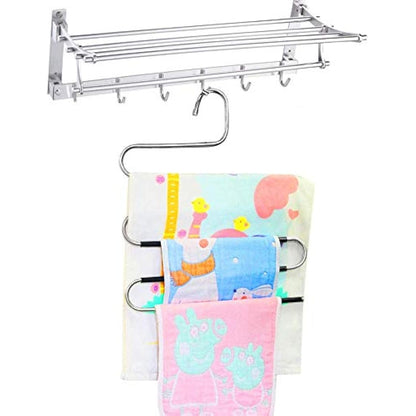 Trouser Hanger, 3 Pack Hangers Space Saving S-Type Clothes Pants Non-Slip Closet Organizer for Scarfs Jeans Trousers Towels