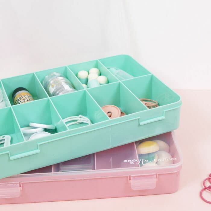 Craftelier - Organiser Box with 10 Compartments for Cardmaking, Scrapbooking and Craft Materials | Dimensions Approx. 26.5 x 17.8 x 4.2 cm