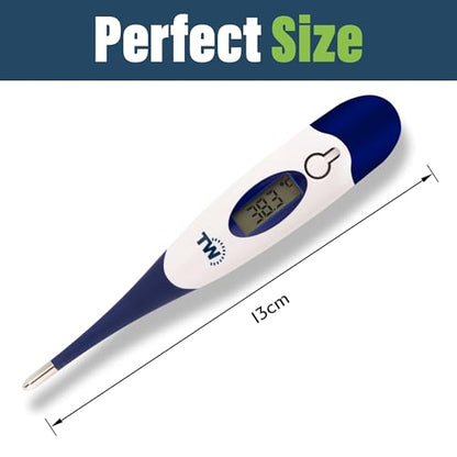 Digital Pet Thermometer For Animal Owners of Dogs Cats Horses Vets Flexible Temperature Probe Includes Veterinary Hobdays Chart