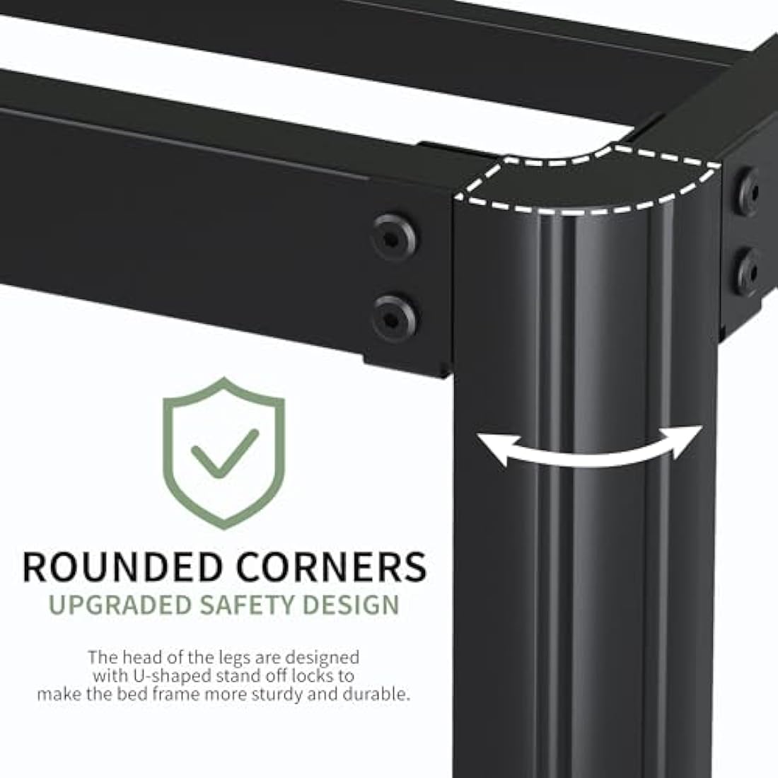 Lutown-Teen King Size Bed Frame 30.5 cm High with Rounded Corner Legs, 5ft Heavy Duty Metal Bed Frame King Size with Steel Slats Support, Noise Free, Easy Assembly, Black