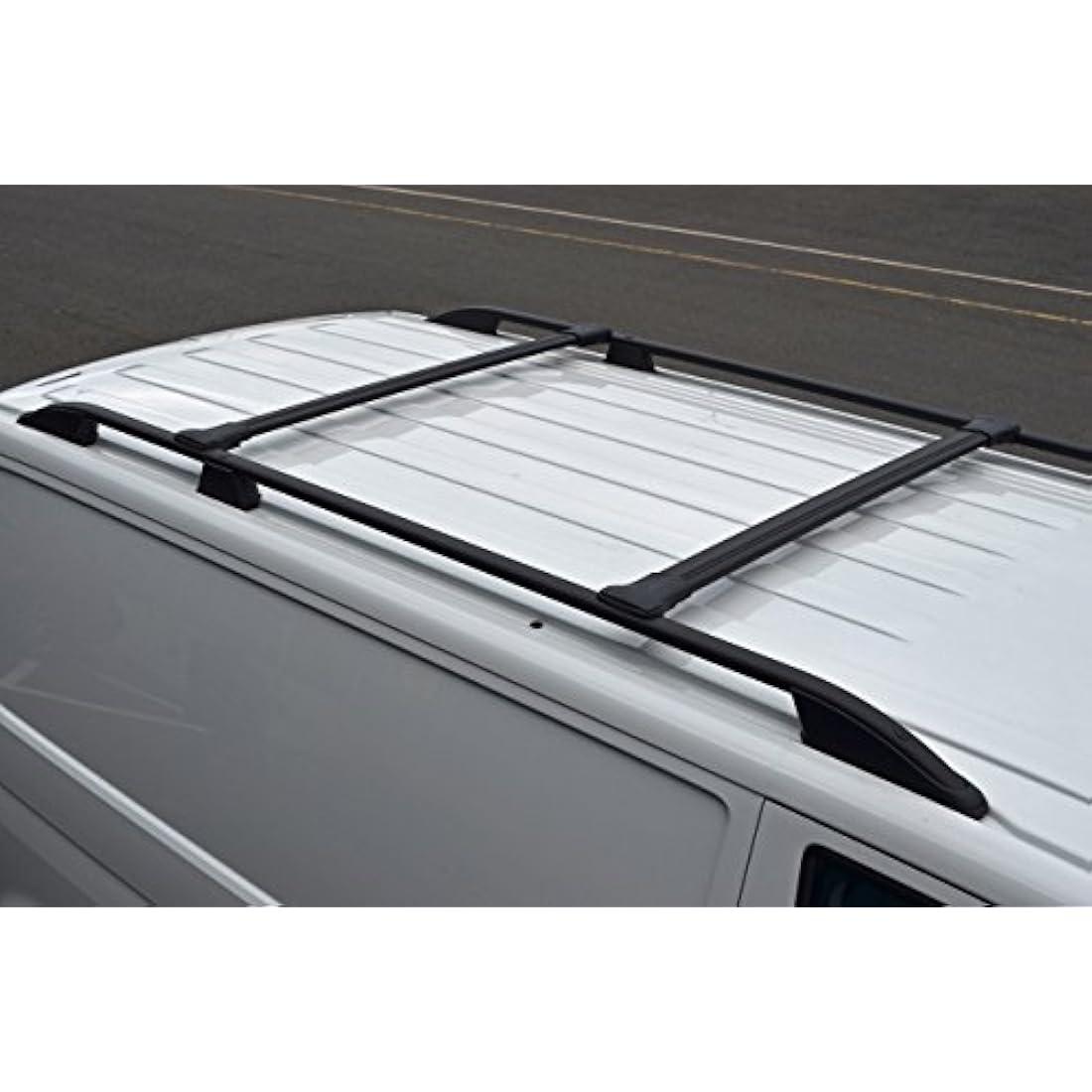 ALVM Parts & Accessories Black Aluminium Cross Bars for Roof Rack Suitable For Transit Custom (2012+), 75kg Load Capacity