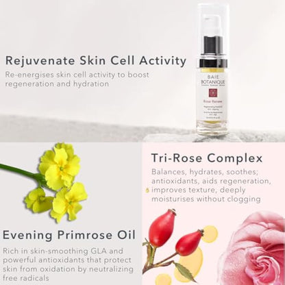 Baie Botanique Anti-Ageing Facial Oil 15ml - Rose Absolute, Camelia, Borage, Evening Primrose, Abyssinian & Amla Oil - 100% Natural, 90% Organic