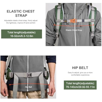MOUNTAINTOP 70L Hiking Backpack water-resistant Internal Frame Backpacks Large Trekking Mountaineering Rucksack with Rain Cover for Men Women Cover Outdoor