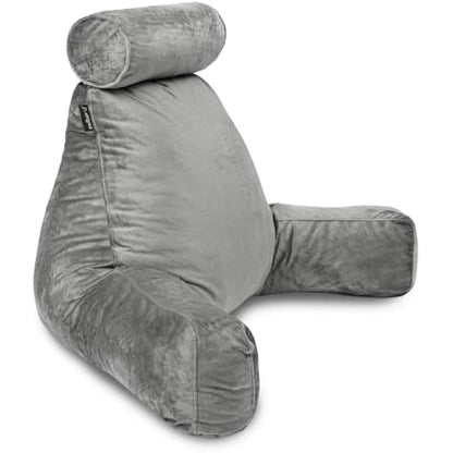 Milliard Reading Pillow XL and Detachable Neck Roll with Shredded Memory Foam, Great as Backrest for Books or Gaming - 60cm x 40cm (Sit up Pillow)