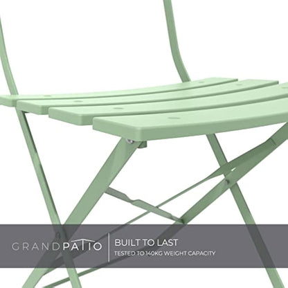 Grand patio Folding Bistro Set 3 Pieces, Conversation Set, Folding 2 Chairs and 1 Table, Weather Resistant, Patio Table Chairs for Balcony,Yard, Garden (Sage Green)