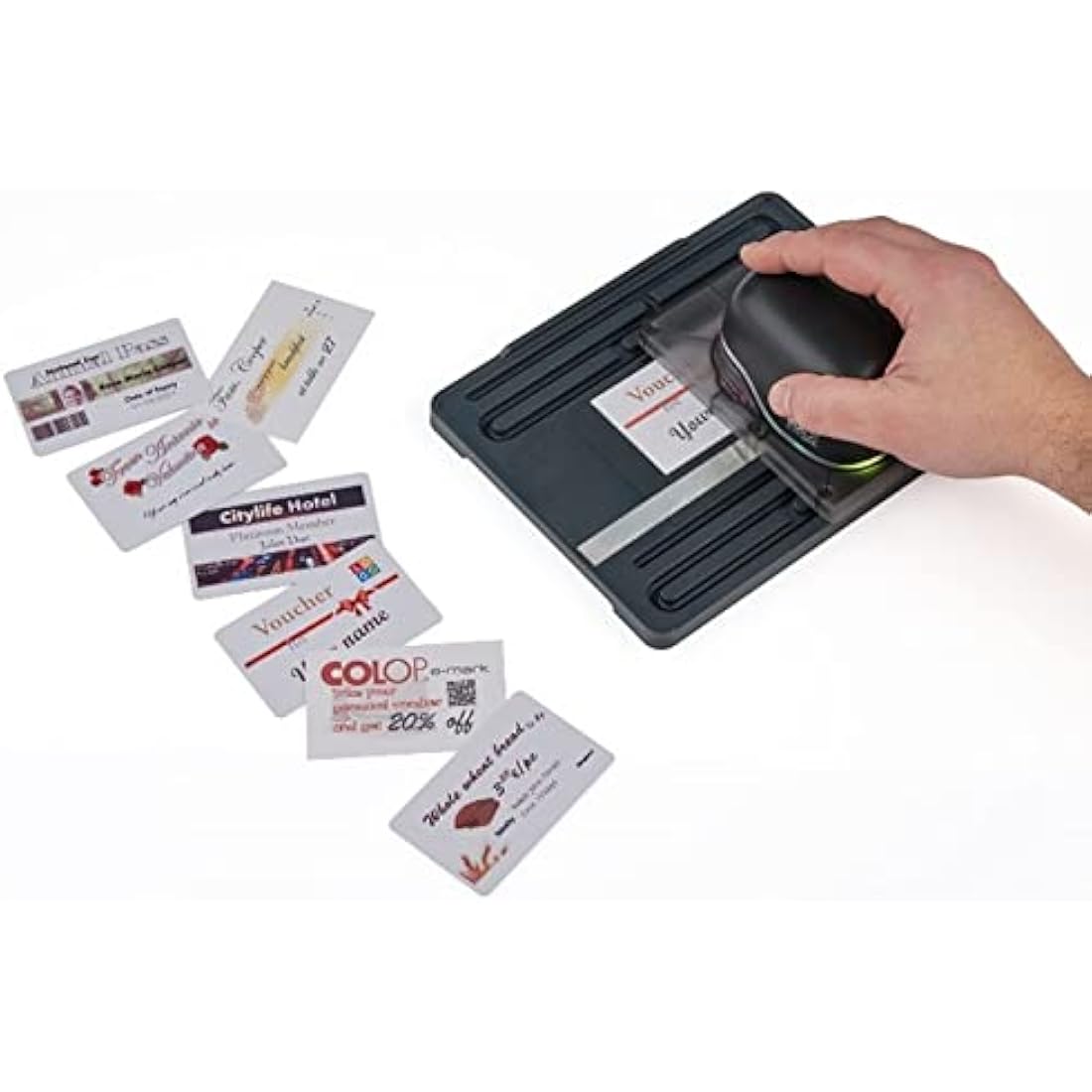 Colop e-Mark Multiline Printing Tool Set (Multi-Line Printing Tool) for Creating and Printing Business Cards Made of Paper or Plastic, Black, 155719
