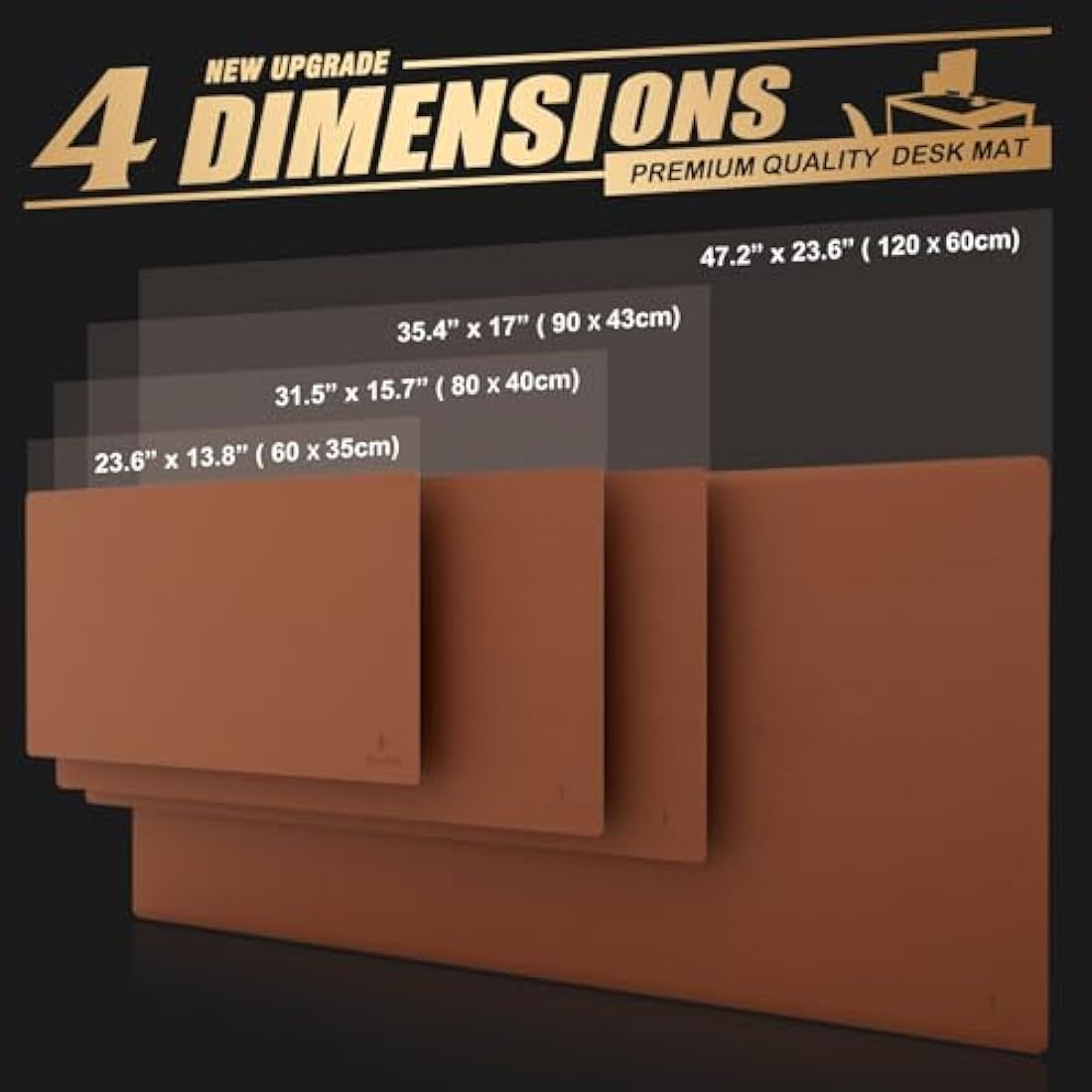 K KNODEL Small Office Leather Desk Mat, Mouse and Keyboard Pad, Computer and Laptop Mat, Desktop Protector and Cover, Writing Pad and Blotter (60x35cm, Brown)