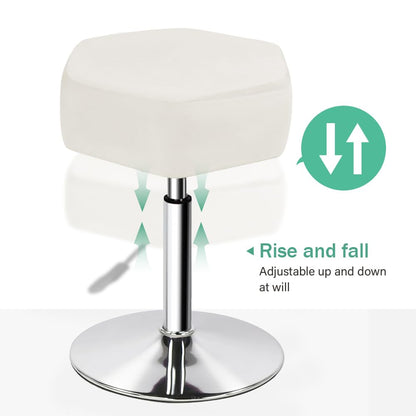 FURWOO Hexagon Beauty Stool with Velvet Cushion Height Adjustable Makeup Stool for Dressing Table Small(White)