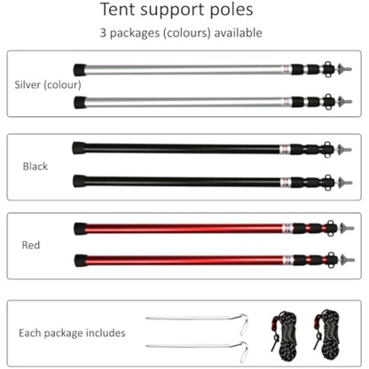 Tiandirenhe Telescopic Pole for Tents, Awning Poles, Telescopic Tent Poles, Aluminium Canopy Support, Telescopic 95-234 cm, Camping Tent Pole, Camping Poles for Tarpaulins, Awning Canopy, Porch