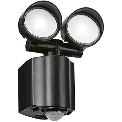 Knightsbridge 230V IP44 2x8W LED Twin Spot Black Security Light with PIR