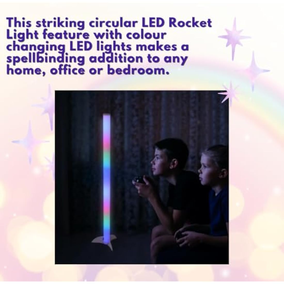 LED Colour Changing Rocket Light Tube Luminous Flux with Remote 100cm Dimmable Colour Changing LED Floor Lamps for Living Room by Playlearn
