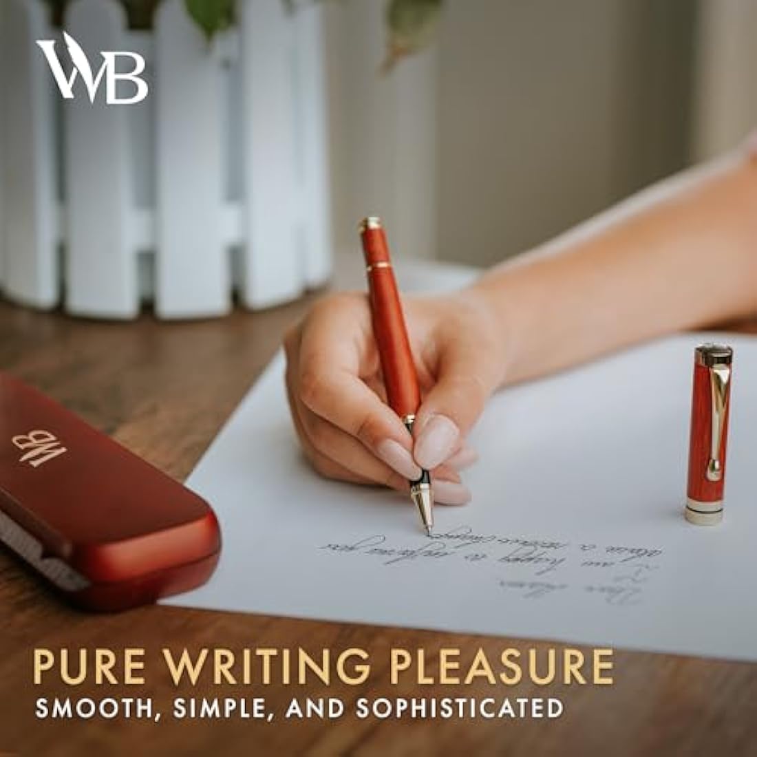 Wordsworth and Black Rollerball Pen-Stunning Luxury Pen Bamboo Rosewood Gold Finish, Refillable, Best Roller Ball Gift Set Pen for Men & Women, Ink Refill, Point Office Pens for Writing
