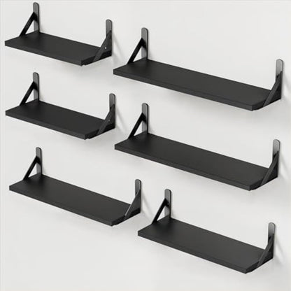 Pipishell Floating Shelves Set of 6, Wood Floating Shelves for Wall Decor, Rustic Farmhouse Wall Shelves for Bedroom, Bathroom Shelves for Wall Storage, Book Shelves for Living Room
