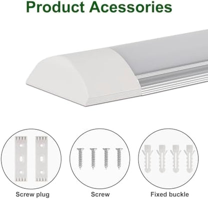 muzha 4 Packs LED Batten Lights 4FT 40W 6500k Daylight,Low Profile Wall or Ceiling Surface Mounted Fitting for Home/Workshop/Office/School Restaurant