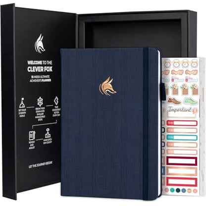 Clever Fox Ultimate Achiever’s Goal Planner - Focus & Productivity 90 Day Journal. Daily Weekly Monthly Planner Organizer & Hourly Schedule Notebook - Undated, Hardcover, A5 Size, Navy Blue