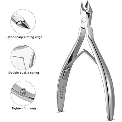 FERYES Cuticle Clipper Professional Manicure and Pedicure Cuticle Remover Tools, Medical Grade Stainless Steel, 5mm Jaw- 1 Piece (Silver)