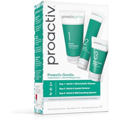 Proactiv Gentle 30 Day Facial Cleanser 3-Step Routine, 1 x Mineral Sulfur Cleanser 60 ml, 1 x Azelaic Pore Perfector 30 ml, 1 x BHA Smoothing Hydrator 30 ml (Pack of 1)