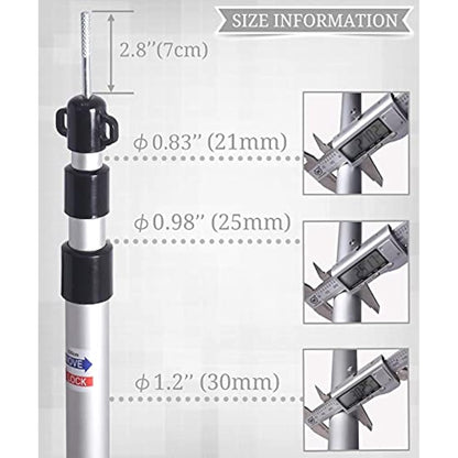 HIKEMAN Tent Poles Camping Poles for Tarp Awning Canopy Porch Sun Sails Tarpaulin Headroom Aluminium Adjustable Telescoping 90-230cm