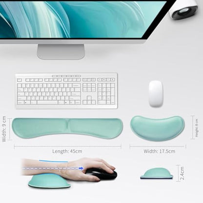 ZIBLY Wrist Rest Keyboard and Mouse Set - Non-Slip Ergonomic Wrist Cushion Support Pad - Easy Typing, Pain Relief – Premium Silky Gel Memory Foam for Work from Home Gaming Computer Laptop