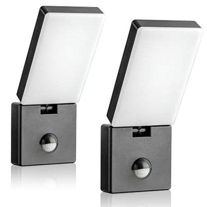 SEBSON Outdoor Lights Mains Powered IP65 - Pack of 2 - Outdoor Garden Lights with PIR Motion Sensor, Adjustable LED Wall Lights 15W, Cool White,