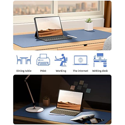 YSAGi Leather Desk Mat, Large Mouse Mat, Non-Slip Desk Pad, Waterproof PU Leather Table Protector Writing Pad for Office and Home (90 x 43 cm, Sea Blue)