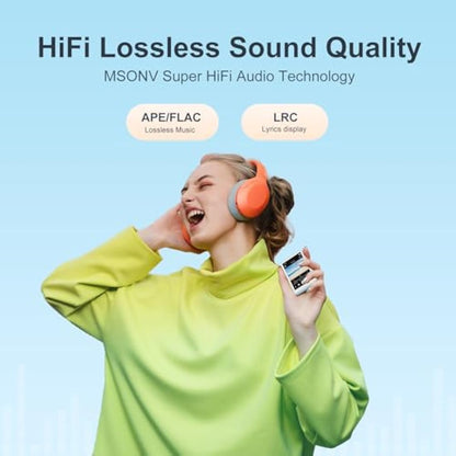 64GB MP3 Player with Bluetooth 5.3 - MECHEN 2.4" Full Touch Screen，Portable Digital HiFi Lossless Sound Music MP3 MP4 Player with Speaker，FM Radio，Line-in Recording，Earphones Included.