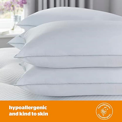 Silentnight Firm Support Pillows 4 Pack - Firm Pillows Ideal for Back and Side Sleepers with Fibre Core Centre for Head and Neck Support - Hypoallergenic - Pack of 4,White