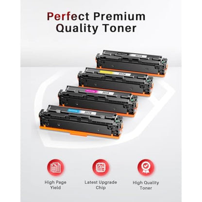 Halloya 203X Toner Cartridge Replacement for HP CF540X CF541X CF542X CF543X Compatible for Color Laserjet Pro MFP M254dw M254dnM254nw M280nw M281fdn M281fdw M281cdw (4 Pack)