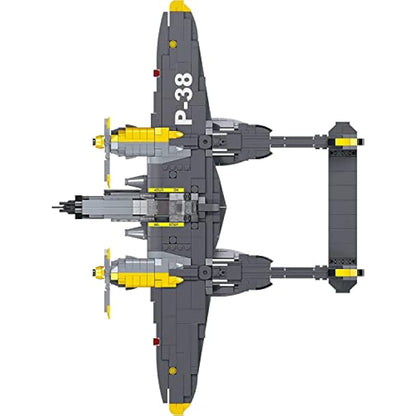 APOSTROPHE Games P-38 Lightning Aircraft Building Block Set - 937 Pieces - Air Force Fighter Plane Toy Set – Building Block for Kids Older Than 10 and Adult – Compatible with All Building Bricks