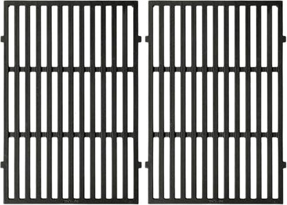 Denmay 7638 44.5 x 30.3cm Cast Iron Grids Cooking Grates for Weber Spirit E/S 310, 320, 330 (with Front Burner Knobs), Spirit 700, 900, Genesis Gold