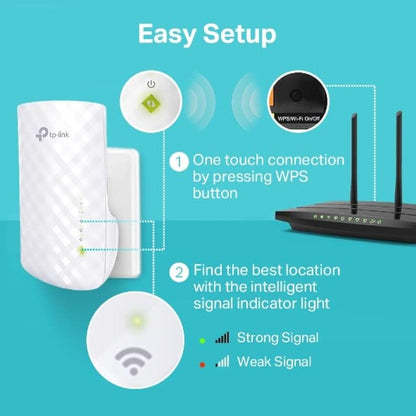 TP-Link RE220 WiFi Extender Booster, Dual-Band AC750 Mbps Range Extender Repeater with Ethernet Port, Connect Wired Devices, Works as a Wireless Adapter, Connect up to 32 Devices,Simple Two-Step Setup
