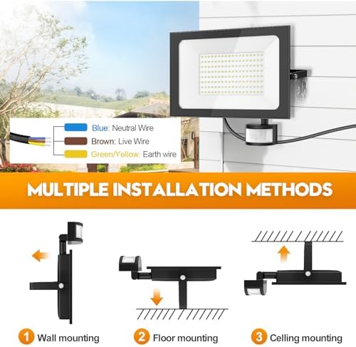 150W Security Lights with PIR Motion Sensor,IR Remote Control,15000LM 6500K Super Bright LED Floodlights Outdoor,IP65 Waterproof Spotlight,Ultra Thin Wall Lights for Garden Garage Yard Doorways-2 Pack