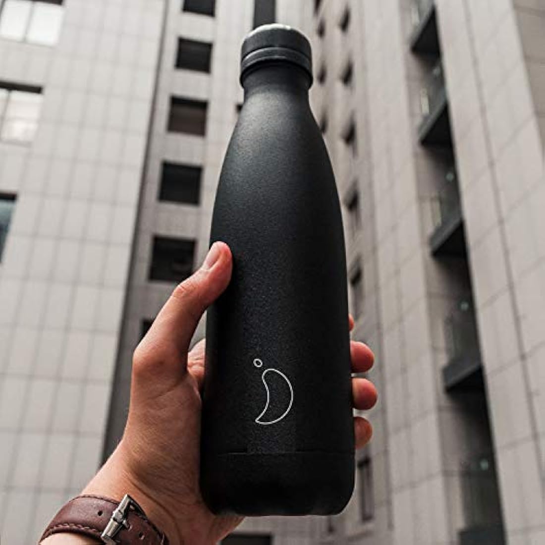 Chilly's Water Bottle - Stainless Steel and Reusable - Leak Proof, Sweat Free - All Black - 260ml