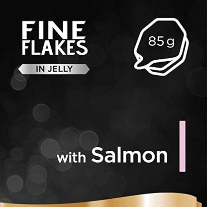 Sheba Fine Flakes in Jelly with Salmon – Wet cat food trays for adult cats – 22 x 85 g Pack