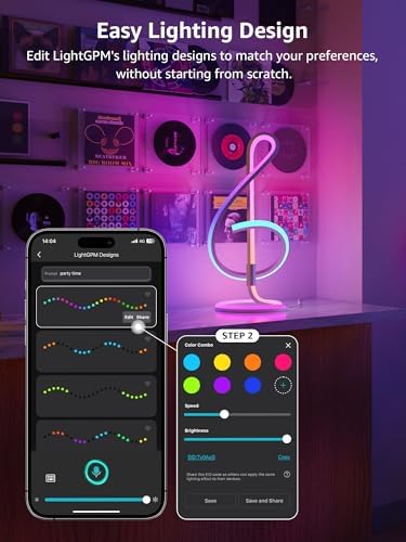 Lepro TB2 AI Table Lamp, Smart LED Lamp with Music Sync, AI Lighting Design Assistant, Colour Changing Smart Table Lamp, Voice Cotrol, Works with Alexa & Google Assistant, Bluetooth & 2.4GHz WiFi