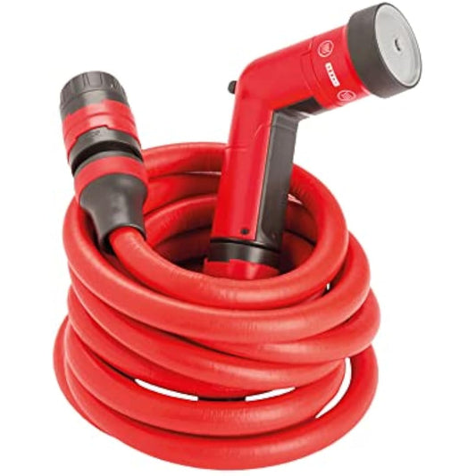 FITT YOYO 30 m, Extendable and Flexible Garden Water Hose Pipe with Multi-Function Spray Gun, Red