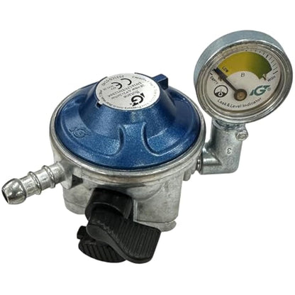 IGT 28Mbar Butane Gas Regulator With Pressure Gauge Fits 21Mm Gas Cylinders