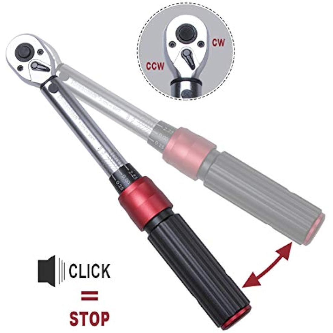 FOURROBBER Torque Wrench 1/4-inch Drive Click Dual-Direction Adjustable 90-Tooth Torque Wrench 5-30Nm,Accuracy ± 3%